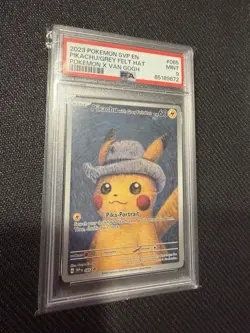 Pokemon Pikachu with Grey Felt Hat Van Gogh Full Art Promo SVP EN 085 PSA 9 Mint - Image 1