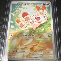 Pokemon TCG Scorbunny Full Art Holo Card 225/217 ASC Basic 70 HP 10+ ATK - Image 1