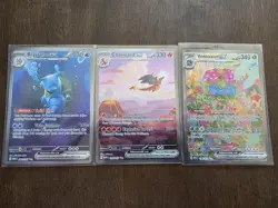 Charizard Ex Venusaur Ex Blastoise Pokemon 151 Complete Starter Evolution Set NM - Image 1