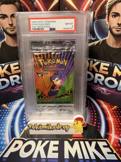 2000 Pokemon Gym Challenge Koga Sealed Booster Pack PSA 8 - Image 1