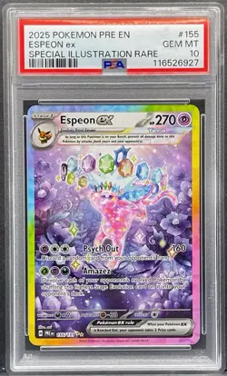2025 Pokemon Prismatic Evolutions PRE Espeon EX SIR #155 PSA 10 GEM MINT - Image 1