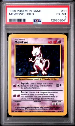 1999 POKEMON GAME #10 MEWTWO-HOLO PSA 6 - Image 1