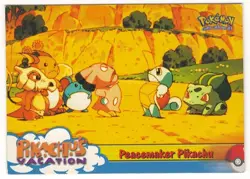 1998 TOPPS POKEMON # 46 PIKACHU VACATION MOVIE ANIMATION "PEACEMAKER PIKACHU" - Image 1