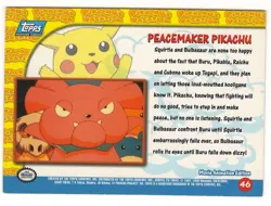 1998 TOPPS POKEMON # 46 PIKACHU VACATION MOVIE ANIMATION "PEACEMAKER PIKACHU" - Image 2