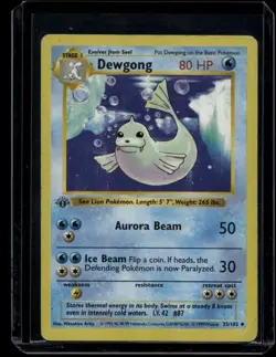 Pokemon TCG Dewgong 25/102 Base Set Shadowless 1st Edition DMG - Image 1