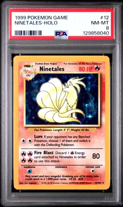 1999 POKEMON GAME #12 NINETALES-HOLO PSA 8 - Image 1