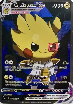 Vegeta Pikachu V Dragon Ball Z Cosplay Pokemon TCG YWGS Custom Fan Art Holo Card - Image 1