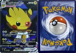 Vegeta Pikachu V Dragon Ball Z Cosplay Pokemon TCG YWGS Custom Fan Art Holo Card - Image 2