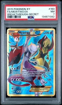 2015 POKEMON XY BREAKTHROUGH SECRET #163 FULL ART/MEWTWO EX PSA 7 - Image 1