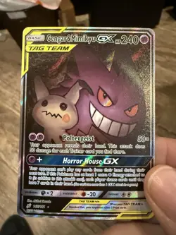 Pokemon Gengar & Mimikyu GX TAG TEAM Ultra Rare Full Art Holo SM Team Up 165/181 - Image 1