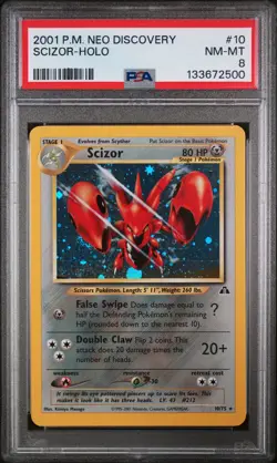 2001 POKEMON NEO DISCOVERY #10 SCIZOR-HOLO PSA 8 - Image 1