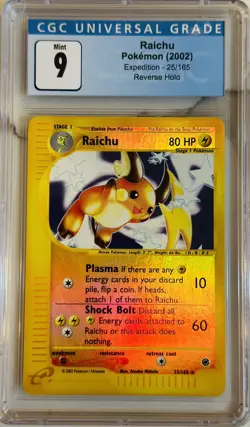 2002 Pokemon Raichu Expedition Reverse Holo CGC 9 Mint 61/165 - Image 1
