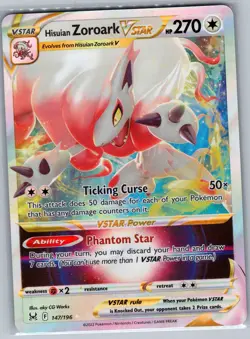 Hisuian Zoroark VSTAR 147/196 SWSH11: Lost Origin - Pokemon Card - NM - Image 1