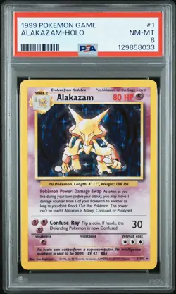 1999 POKEMON GAME #1 ALAKAZAM-HOLO PSA 8 - Image 1