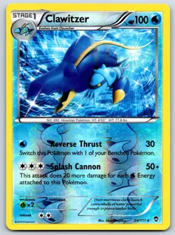 Clawitzer - Reverse Holo - XY Furious Fists 24/111 Rare Pokemon Card NM - Image 1