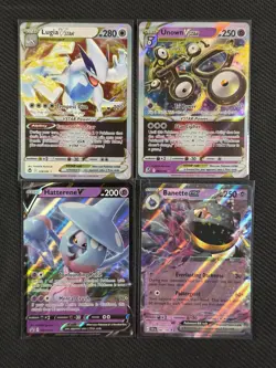 Pokemon Cards x4 Lugia Vstar Unown Hatterene Silver Tempest Swsh Promo #139 #066 - Image 1
