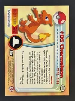 Charmeleon #5 Black Topps Logo Foil 1999 Topps Pokemon TV Animation Series 1 - Image 2
