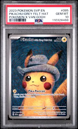 2023 POKEMON SVP EN-SV BLACK STAR PROMO #085 PIKACHU WITH GREY FELT HAT PSA 10 - Image 1