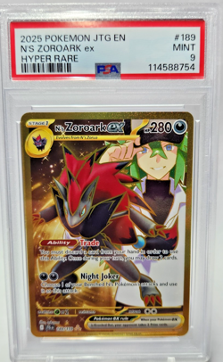 2025 POKEMON JTG EN-JOURNEY TOGETHER HYPER RARE #189 N'S ZOROARK EX PSA 9 - Image 1