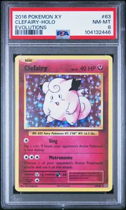 2016 Pokemon TCG XY Evolutions Clefairy Holo PSA 8 - Image 1