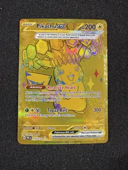 Pokemon TCG Pikachu EX Hyper Rare Gold SV Prismatic Evolutions Card 179/131 - Image 1