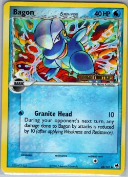 Bagon (Delta Species) 43/101 Reverse Holo Dragon Frontiers - Pokemon Card - NM - Image 1