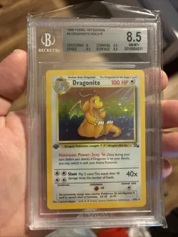 Pokemon Dragonite Fossil 1st Edition Holo Rare #4 BGS 8.5 NM/M+ with subgrades! - Image 1