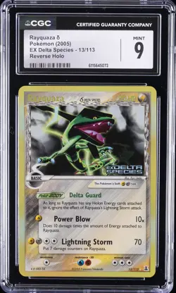2005 POKEMON EX DELTA SPECIES REVERSE HOLO #13 RAYQUAZA CGC 9 - Image 1