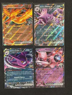Pokemon Cards x4 Team Rocket's Moltres Mewtwo Nidoking Destined Rivals #031 #081 - Image 1