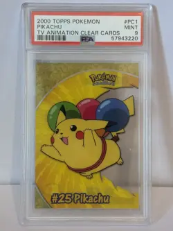 2000 Topps Pokemon Pikachu #PC1 TV Animation CLEAR Plastic Cards - PSA 9 - Image 1