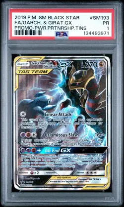 2019 POKEMON SM BLACK STAR PROMO #SM193 FULL ART/GARCHOMP & GIRATINA GX PSA 1 - Image 1