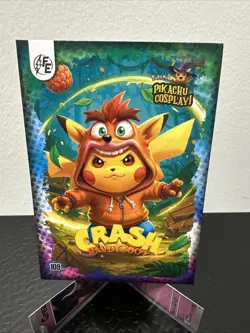 Crash Bandicoot (Pikachu) #109 - Galaxy Holo - Electric Pikachu Cosplay Pokemon - Image 1