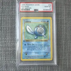 PSA 10 GEM MINT Poliwag 59/102 1st Ed Shadowless Base Set Pokemon Graded Card - Image 1