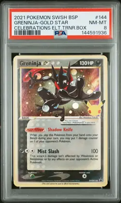 2021 POKEMON SWSH BLACK STAR PROMO #144 GRENINJA-GOLD STAR PSA 8 - Image 1