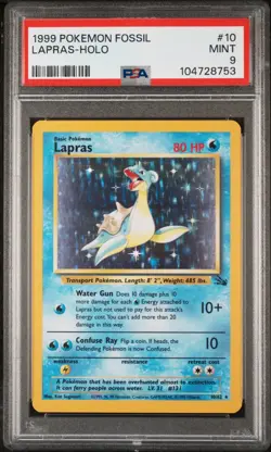 1999 POKEMON FOSSIL #10 LAPRAS-HOLO PSA 9 - Image 1