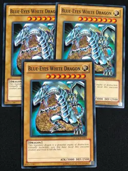 YUGIOH BLUE EYES WHITE DRAGON SDDC-EN004 COMMON X3 (NM) - Image 1