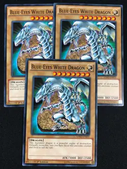 YUGIOH BLUE EYES WHITE DRAGON LDK2-ENK01 1ST COMMON X3 (NM) - Image 1