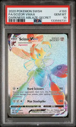 Pokemon Sword & Shield Darkness Ablaze Secret Rare #193 Scizor PSA 10 Card - Image 1