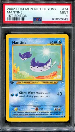 PSA 9 Pokemon 2002 1st Edition Neo Destiny Mantine Common #74 - Image 1