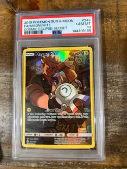 Pokemon 2019 Sun Moon Cosmic Eclipse Secret Full Art MAGNEMITE #242 PSA 10 Gem - Image 1