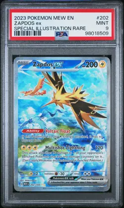 2023 Pokemon Mew EN-151 Zapdos EX Special Illustration Rare PSA 9 #202 - Image 1