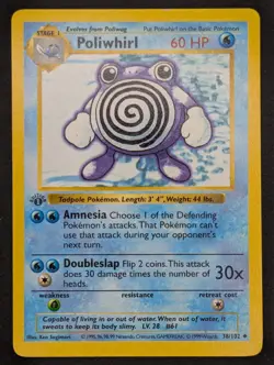 MP Pokemon 1st Edition Poliwhirl Uncommon - 38/102 1st Edition Base Set - Image 2
