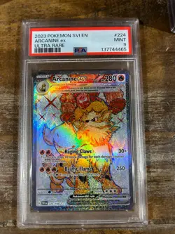 POKEMON 2023 Scarlet Violet Ultra Rare ARCANINE EX #224 PSA 9 Mint RARE - Image 1