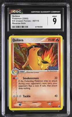 CGC 9 MINT Quilava EX Unseen Forces 45/115 Reverse Holo STAMPED Pokemon Card - Image 1