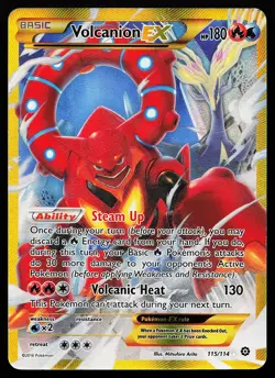 Volcanion EX 115/114 Secret Rare Full Art XY Steam Siege Pokemon Card - Image 1