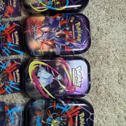 Lot of 5 Empty Pokemon TCG Mega Evolution Mini Tins + Collectible Card + Sticker - Image 3