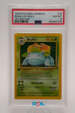 Pokemon 1999 GERMAN 1st Edition BISAFOR Holo PSA 8 NM-MT BaseSet Glurak Era WOTC - Image 1