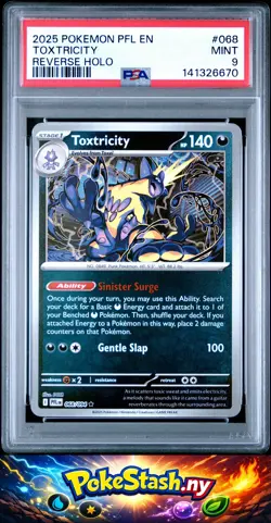 2025 Pokemon Pfl En-Phantasmal Flames #068 Toxtricity Reverse Holo PSA 9 - Image 1