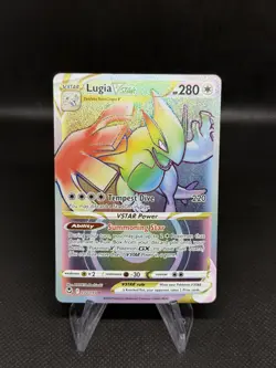 Pokemon TCG Lugia Vstar Secret Rare Rainbow Foil Silver Tempest NM/M Card - Image 1