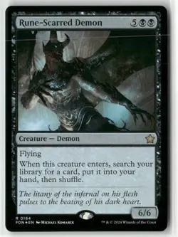 FOIL Rune-Scarred Demon - MtG Foundations - NM - Image 1